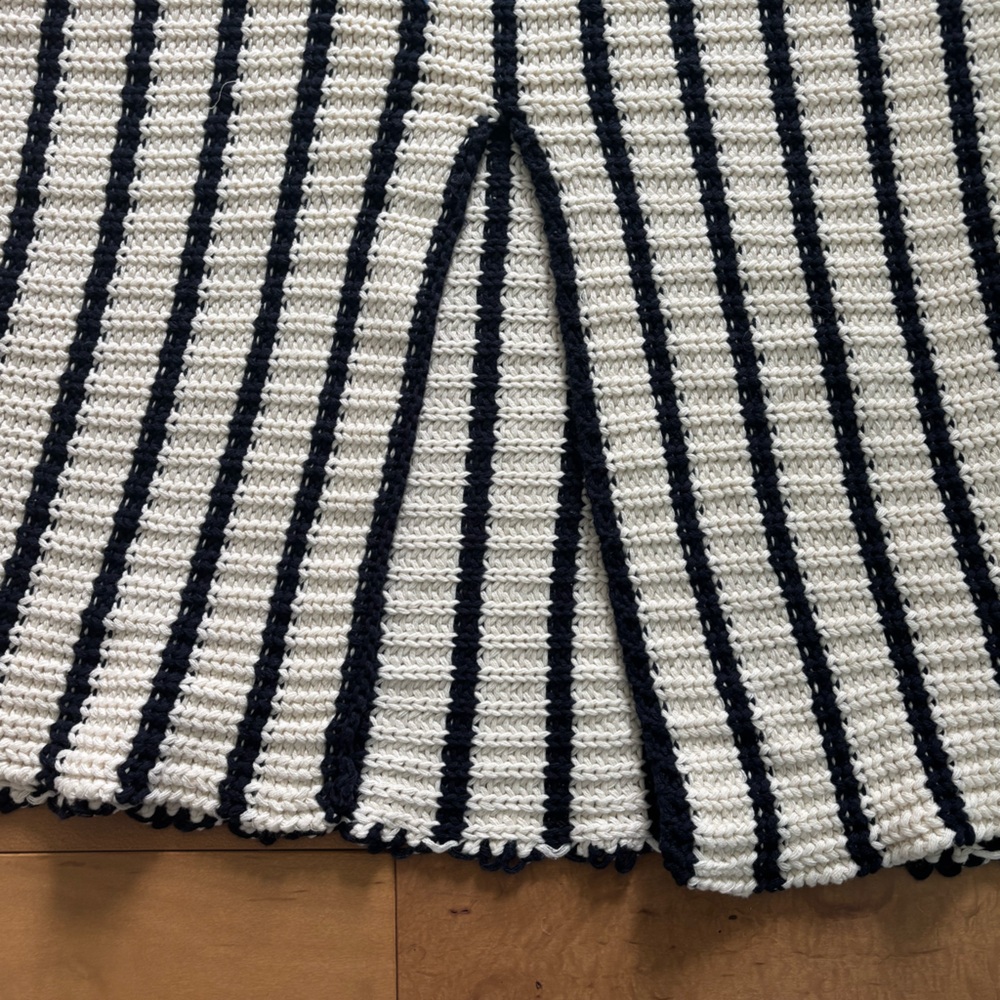 NWT HeySon Crochet Knit Stripe Pencil Skirt Navy/Cream 2XL - Picture 8 of 9